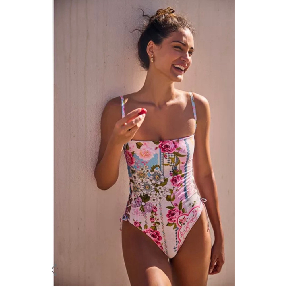 NWT Agua Bendita Meriel Meraki M Floral Print One Piece Reversible Swimsuit - Picture 2 of 10
